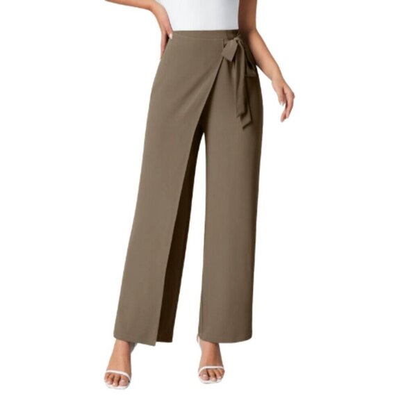 Halara Womens Small High Waisted Tie Front Lead Grey Wrap Pants - Picture 1 of 10